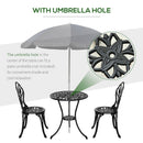 Outsunny 3 Piece Bistro Set, Aluminium Garden Furniture With Umbrella Hole