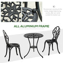 Outsunny 3 Piece Bistro Set, Aluminium Garden Furniture With Umbrella Hole