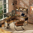 HOMCOM Reversible Corner Desk W/ USB Port, Long Computer Desk For 2 Person
