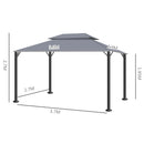 Outsunny 3x4m 2-Tier Gazebo Aluminium Garden Marquee Party Tent Light Grey