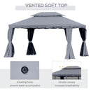 Outsunny 3x4m 2-Tier Gazebo Aluminium Garden Marquee Party Tent Light Grey