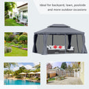 Outsunny 3x4m 2-Tier Gazebo Aluminium Garden Marquee Party Tent Light Grey