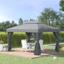 Outsunny 3x4m 2-Tier Gazebo Aluminium Garden Marquee Party Tent Light Grey