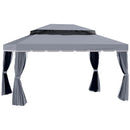 Outsunny 3x4m 2-Tier Gazebo Aluminium Garden Marquee Party Tent Light Grey