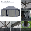 Outsunny 3x4m 2-Tier Gazebo Aluminium Garden Marquee Party Tent Light Grey