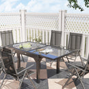Outsunny 7 Piece Outdoor Dining Set w/ Extendable Table and 6 Folding Chairs