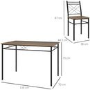 HOMCOM 5 Piece Dining Table and Chairs Set, Space Saving, Oak