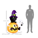 Outsunny 4.9FT Tall Halloween Inflatable Black Cat on Pumpkin with Ghost