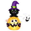 Outsunny 4.9FT Tall Halloween Inflatable Black Cat on Pumpkin with Ghost