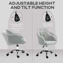 HOMCOM Fluffy Vanity Grey Chair for Desk, with Height Adjustable, Wheels