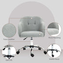 HOMCOM Fluffy Vanity Grey Chair for Desk, with Height Adjustable, Wheels
