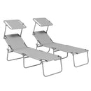 Outsunny Folding Sun Lounger Set of 2 w/ Sunshade Adjustable Backrest