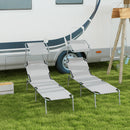 Outsunny Folding Sun Lounger Set of 2 w/ Sunshade Adjustable Backrest