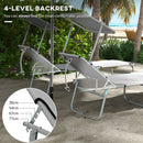 Outsunny Folding Sun Lounger Set of 2 w/ Sunshade Adjustable Backrest