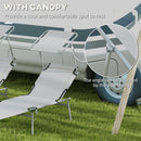 Outsunny Folding Sun Lounger Set of 2 w/ Sunshade Adjustable Backrest
