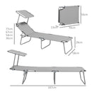 Outsunny Folding Sun Lounger Set of 2 w/ Sunshade Adjustable Backrest