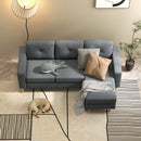 HOMCOM 3-Seater L-Shaped Linen Sofa w/ Sponge Seat Back Cushions, Dark Grey