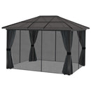 Outsunny 3 x 3.6m Aluminium Hardtop Gazebo Canopy w/ Polycarbonate Top