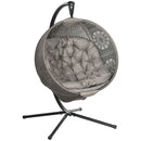 Outsunny Hanging Swing Chair W/ Metal Stand & Side Pocket, Sand