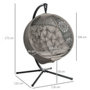 Outsunny Hanging Swing Chair W/ Metal Stand & Side Pocket, Sand