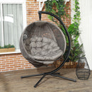 Outsunny Hanging Swing Chair W/ Metal Stand & Side Pocket, Sand
