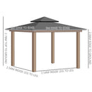 Outsunny Hard Top Gazebo  3m x 3m - Dark Grey & Khaki