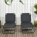 Outsunny Folding Sun Loungers Set of 2 with Adjustable Backrest