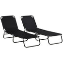 Outsunny Folding Sun Loungers Set of 2 with Adjustable Backrest