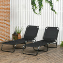 Outsunny Folding Sun Loungers Set of 2 with Adjustable Backrest