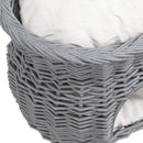 PawHut 2-Tier Elevated Pet Cushion Bed Basket Willow Cat Tree House Condo Kennel