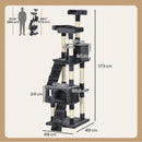PawHut Cat Tree Scratcher Activity Centre, Condo Scratching Post Toy Bed