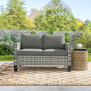 Outsunny Rattan Sofa with Cushions, 2 Seater Garden Furniture