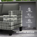 Outsunny Rattan Sofa with Cushions, 2 Seater Garden Furniture
