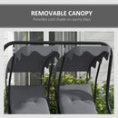 Outsunny Canopy Swing 2 Separate Relax Chairs w/ Handrails, Cup Holders Grey