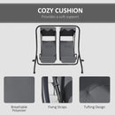 Outsunny Canopy Swing 2 Separate Relax Chairs w/ Handrails, Cup Holders Grey