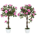 Outsunny Set of 2 90cm Artificial Rose Tree, Fake Decorative Plant