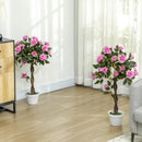 Outsunny Set of 2 90cm Artificial Rose Tree, Fake Decorative Plant