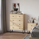 HOMCOM Chest Of 5 Drawers Storage Unit Zig Zag Design w/ Black Metal Handles