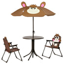 Outsunny Kids Table Chair set with Umbrella, Ages 3-6 Years - Brown