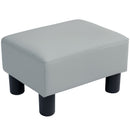 HOMCOM Chic Faux Leather Footstool Small Footrest With 4 Plastic Legs, Grey
