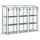 Outsunny 3 Tier Lean-to Mini Greenhouse with Plastic Cover, Clear