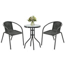 Outsunny 3 Pieces Garden Furniture Set with 2 Stackable Chairs, Black