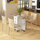 HOMCOM Folding Dining Table, Drop Leaf Table With Drawers Distressed