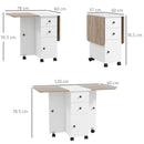 HOMCOM Folding Dining Table, Drop Leaf Table With Drawers Distressed