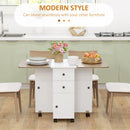HOMCOM Folding Dining Table, Drop Leaf Table With Drawers Distressed