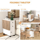HOMCOM Folding Dining Table, Drop Leaf Table With Drawers Distressed