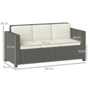 Outsunny Rattan Wicker 3-seater Sofa Chair Patio Furniture W/ Cushion Cream