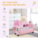 HOMCOM Kids PVC 2-Seater Musical-Theme Sofa Piano Shape Multi-Functional 2 Seats Couch Storage Box Soft Sturdy Pink