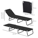 Outsunny 2 Piece Reclining Chaise Lounge with Adjustable Backrest, Black