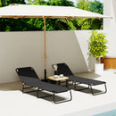 Outsunny 2 Piece Reclining Chaise Lounge with Adjustable Backrest, Black